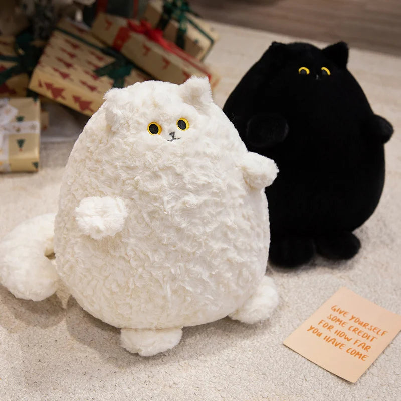 Pudgy White & Black Kitty Snuggle Plush