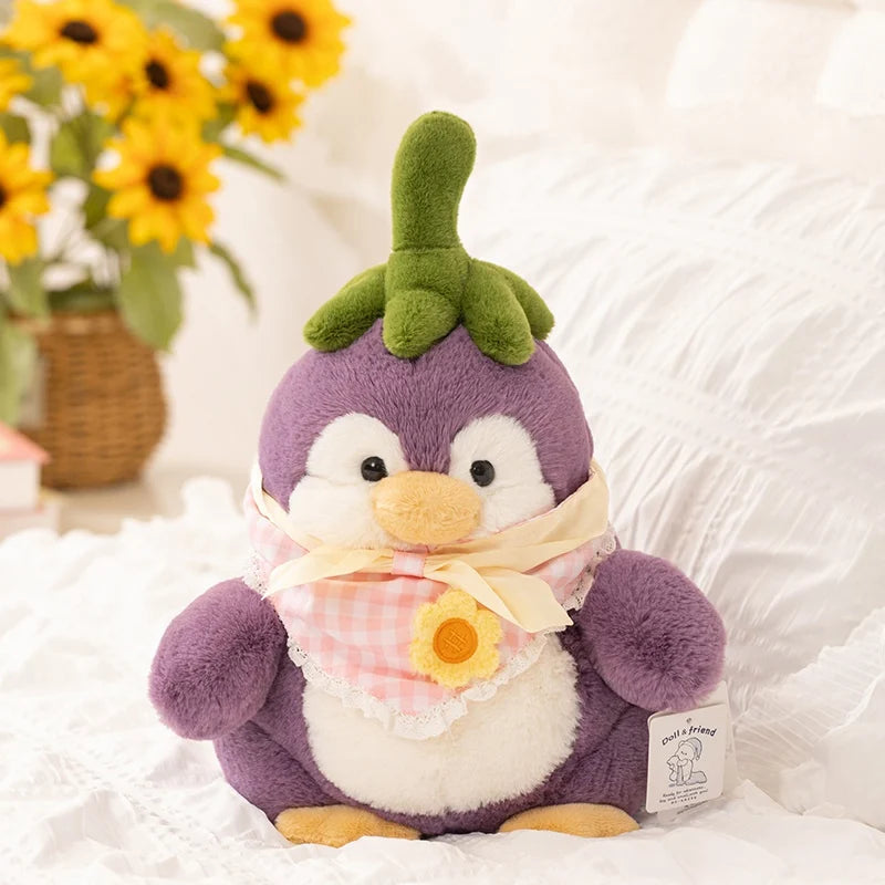 Chonky Eggplant Kawaii Penguin Snuggle Plushie