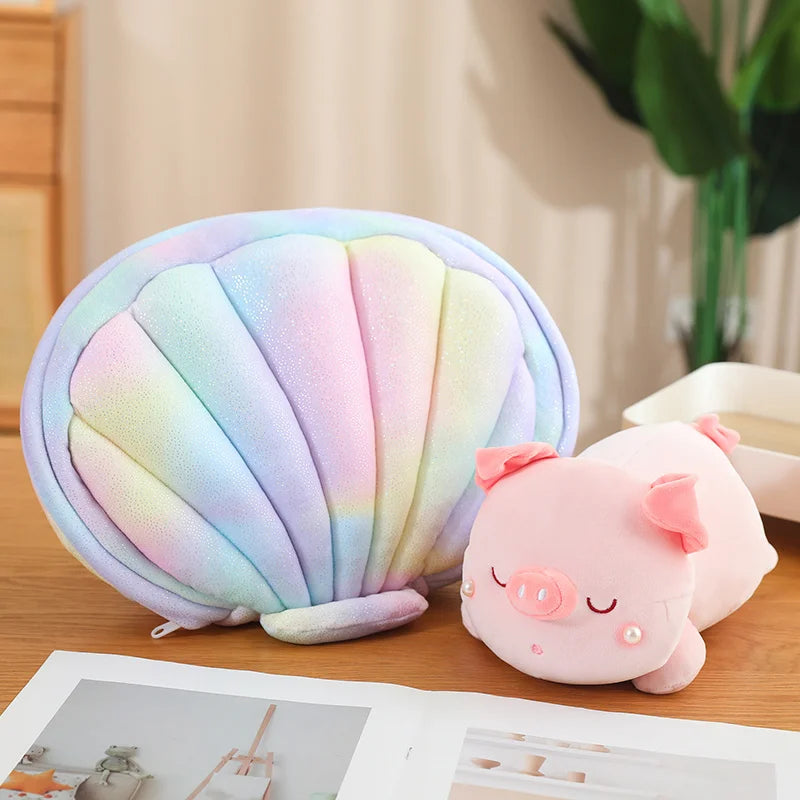 Peekaboo Conch Shell Kawaii Piggy Plushie