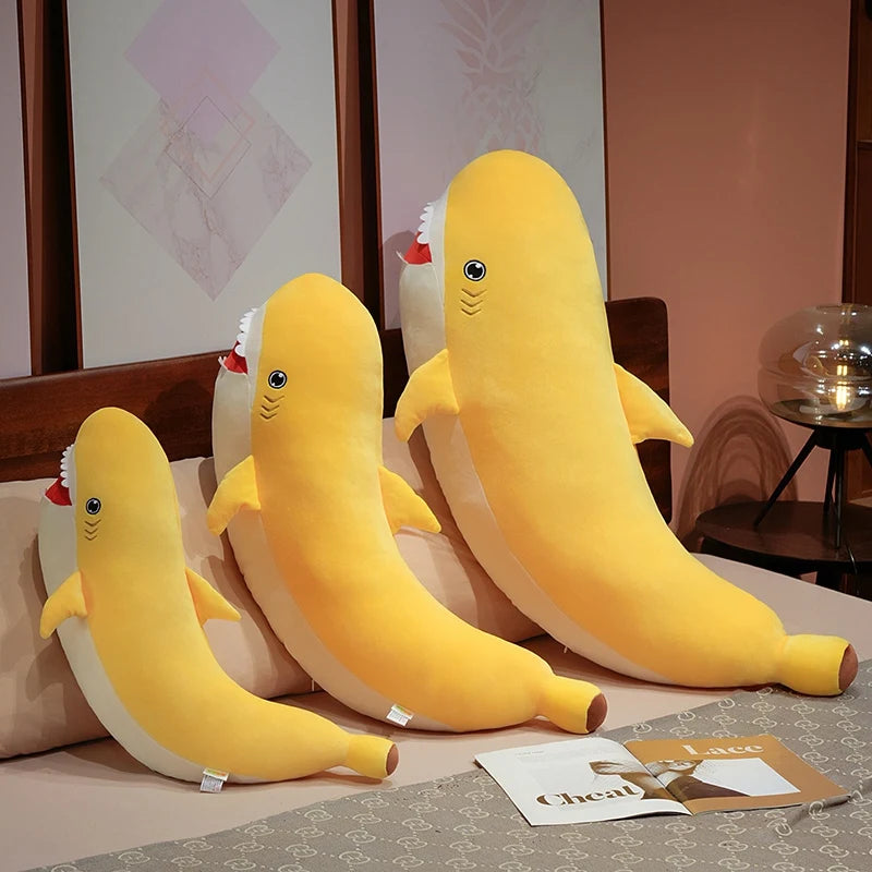 Banny the Banana Shark Cozy Throw Pillow