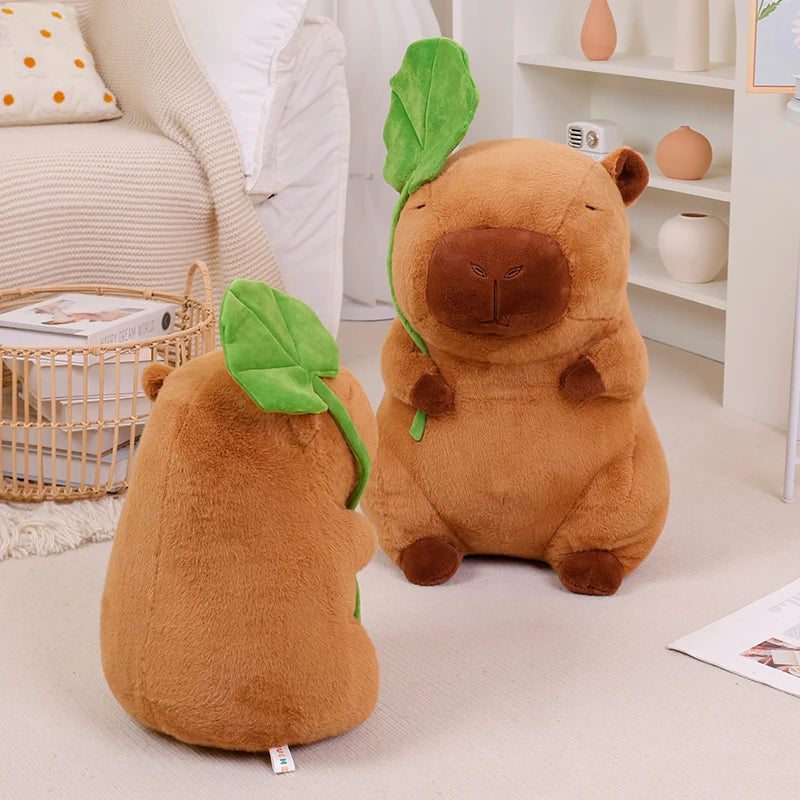 Capy the Lotus Leaf Holding Capybara Plush Pillow