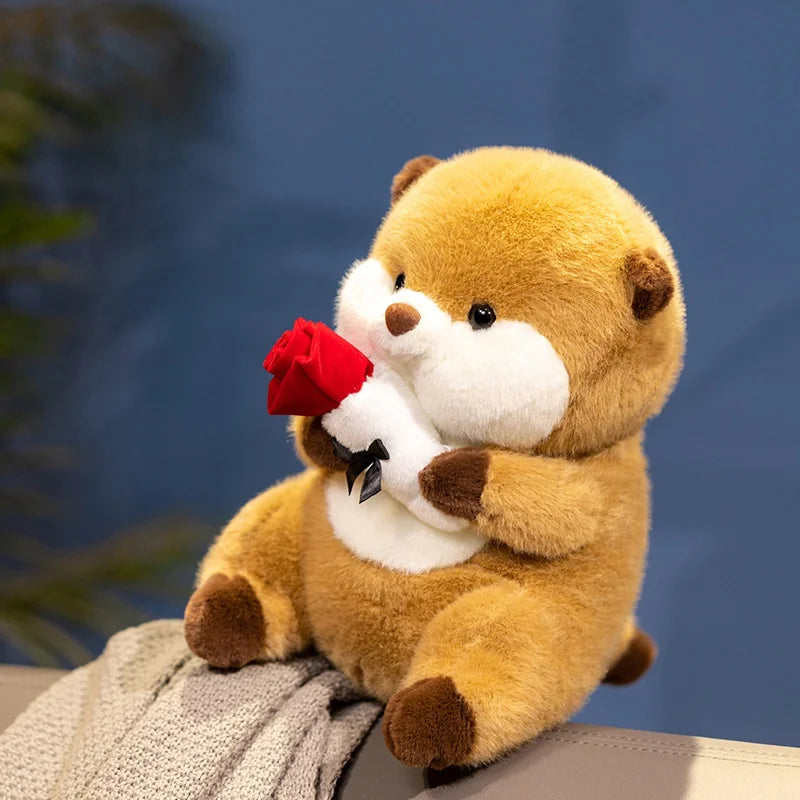 Ottie the Fluffy Kawaii Otter Flower Snuggle Plushie