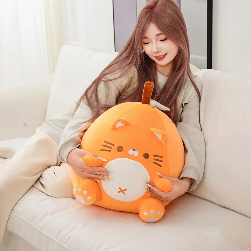 Donut the Chubby Orange Cat Kawaii Fruit Plush Pillow