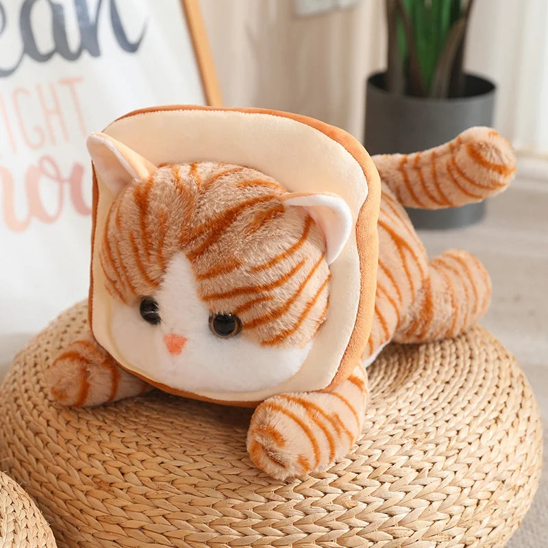 Lounging Cat with Fish Bread Kawaii Plushie