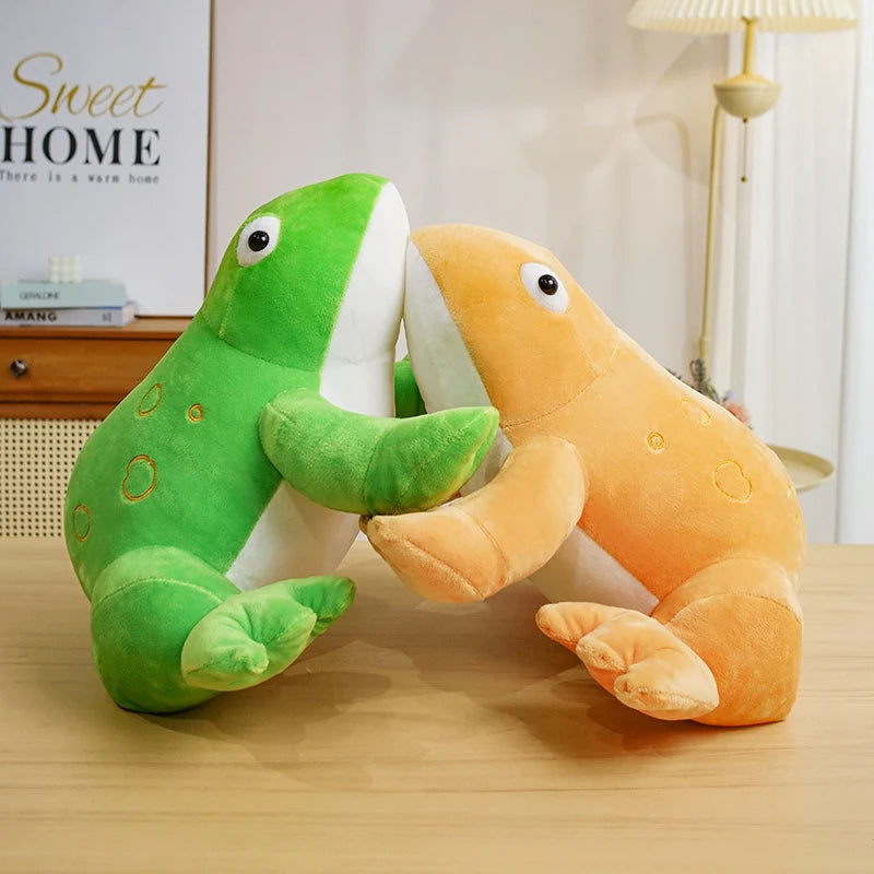 Chonky Big-Eyed Kawaii Frog Snuggle Throw Pillow