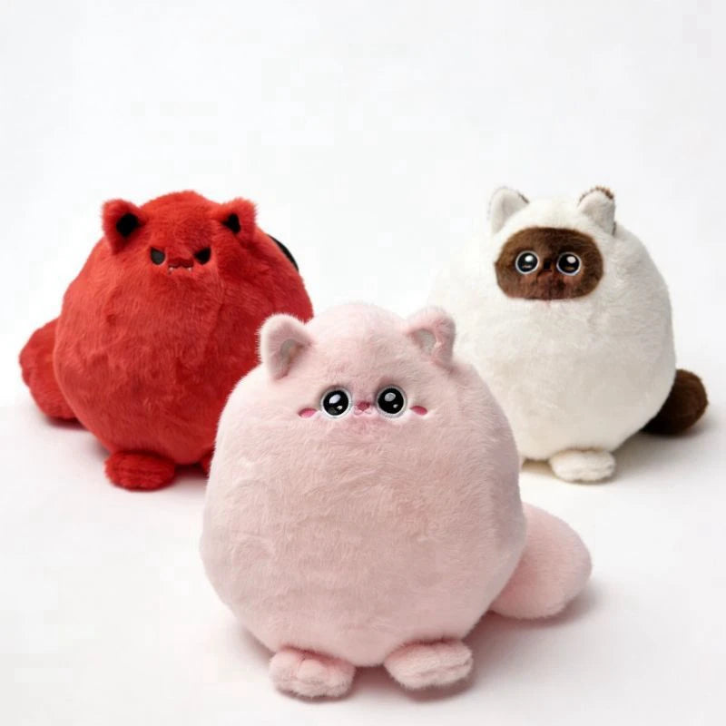 Pudgy White & Black Kitty Snuggle Plush