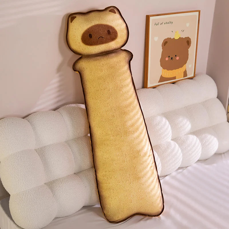 Toasty the Kawaii Long Toast Cat Capybara Plush Pillow