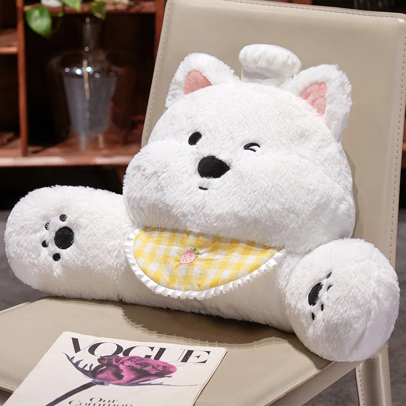 Fluffy Westie Dog Kawaii Backrest Snuggle Pillow