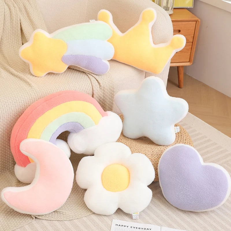 Dreamy Moon Flower Rainbow Star Kawaii Snuggle Plush Pillow
