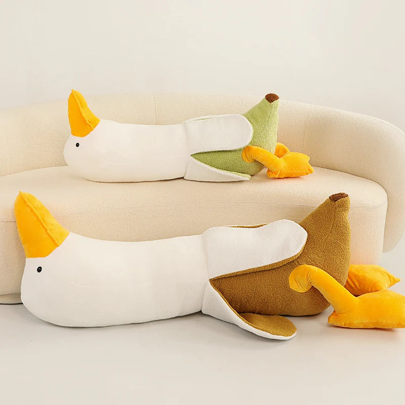 Sunny the Banana-Napping Duck Plushie Pillow