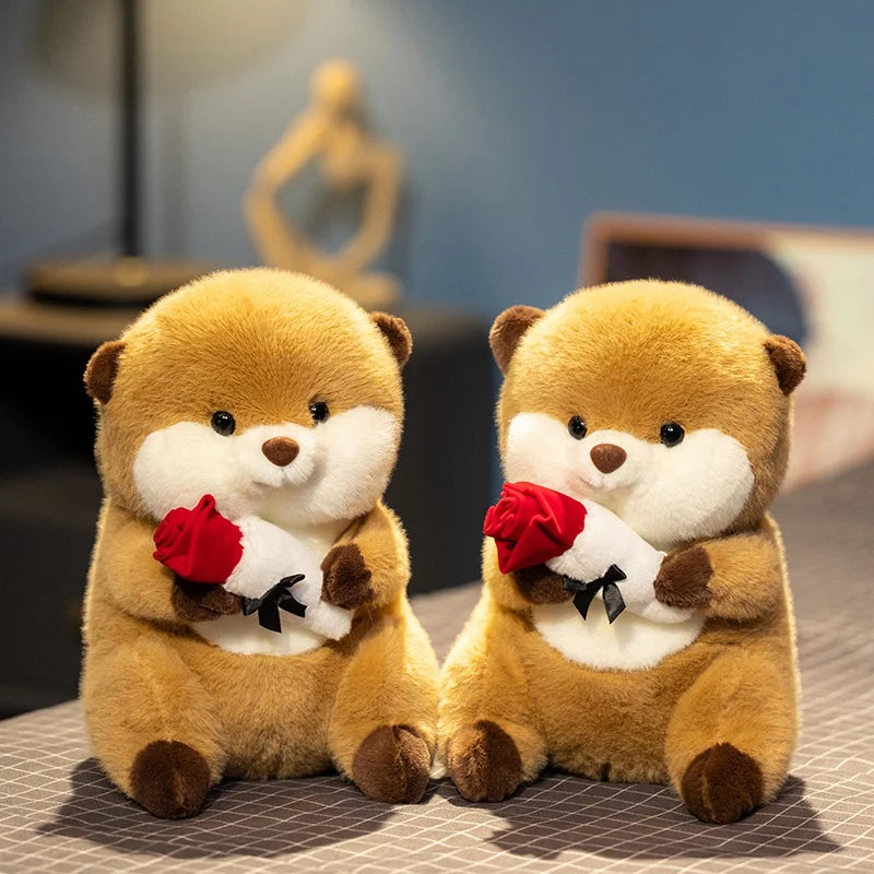 Ottie the Fluffy Kawaii Otter Flower Snuggle Plushie