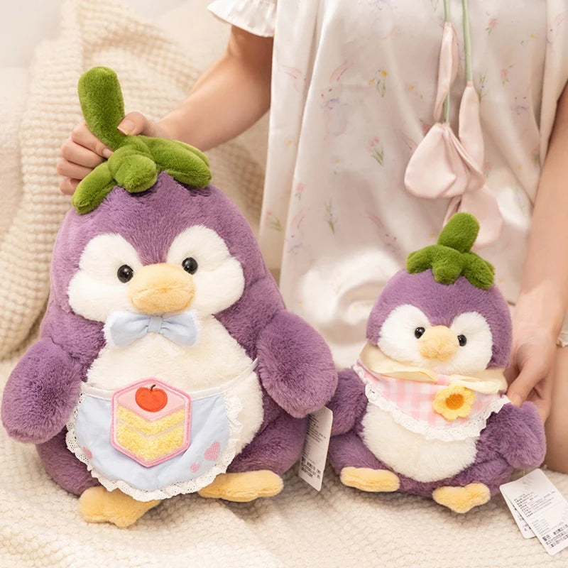 Chonky Eggplant Kawaii Penguin Snuggle Plushie