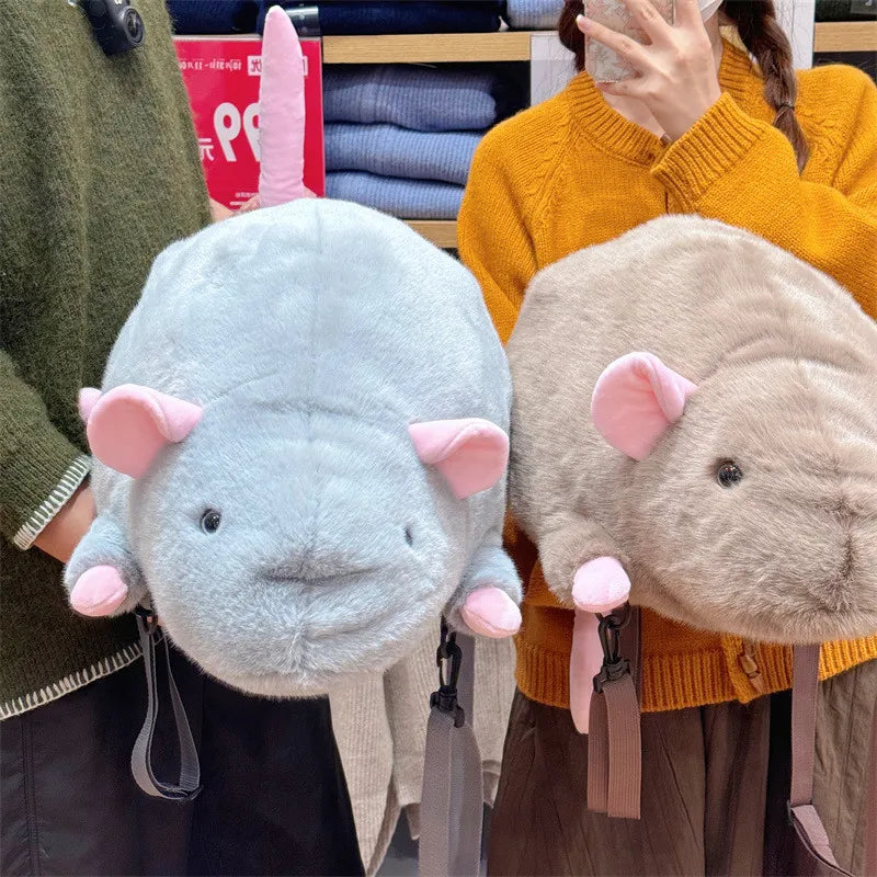 Ratty the Kawaii Grey Brown Mouse Rat Backpack Snuggle Plushie
