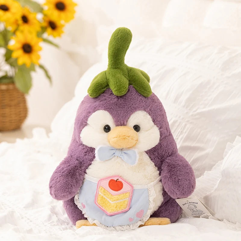Chonky Eggplant Kawaii Penguin Snuggle Plushie