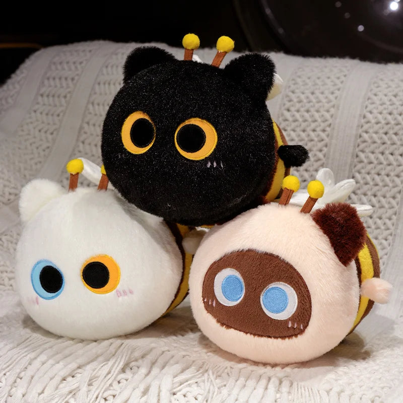 Fluffy Cat Bee Kawaii Kitten Snuggle Plush Pillow