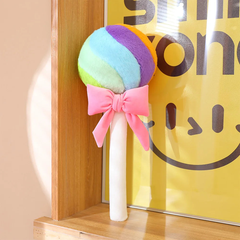 Lolly the Colorful Rainbow Lollipop Candy Plush Pillow