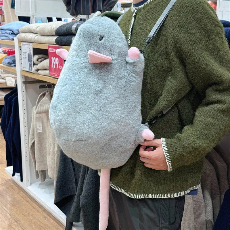 Ratty the Kawaii Grey Brown Mouse Rat Backpack Snuggle Plushie