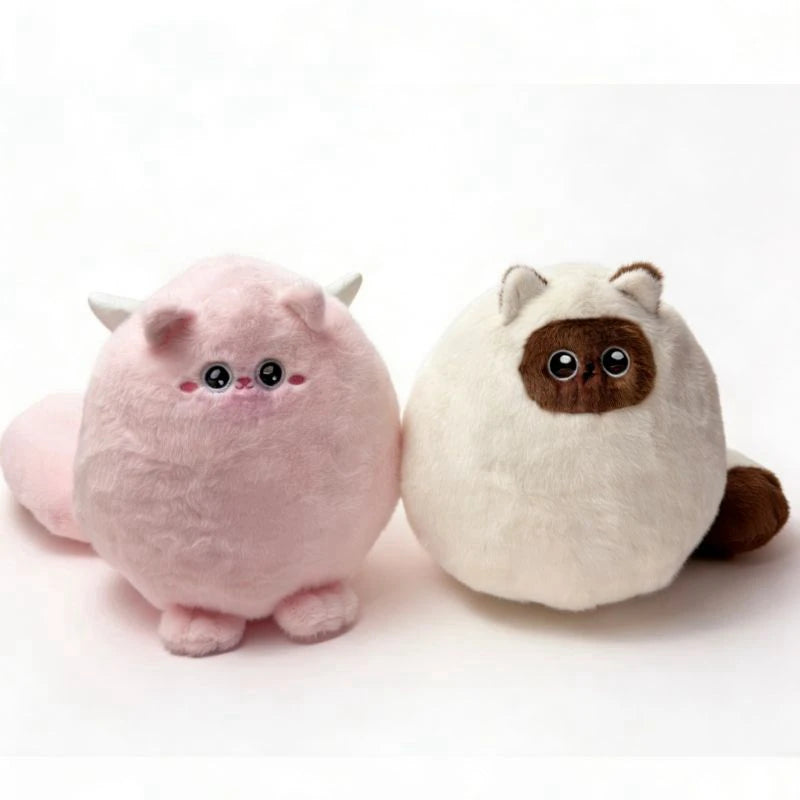 Pudgy White & Black Kitty Snuggle Plush