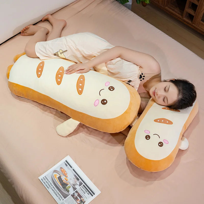 Smiling Long Toast Kawaii Bread Snuggle Plushie