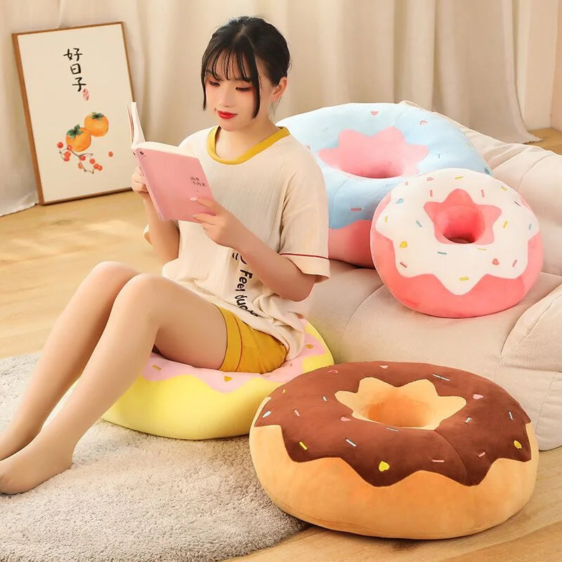 Glazed the Squishy Donut Ring Plush Seat Pillow