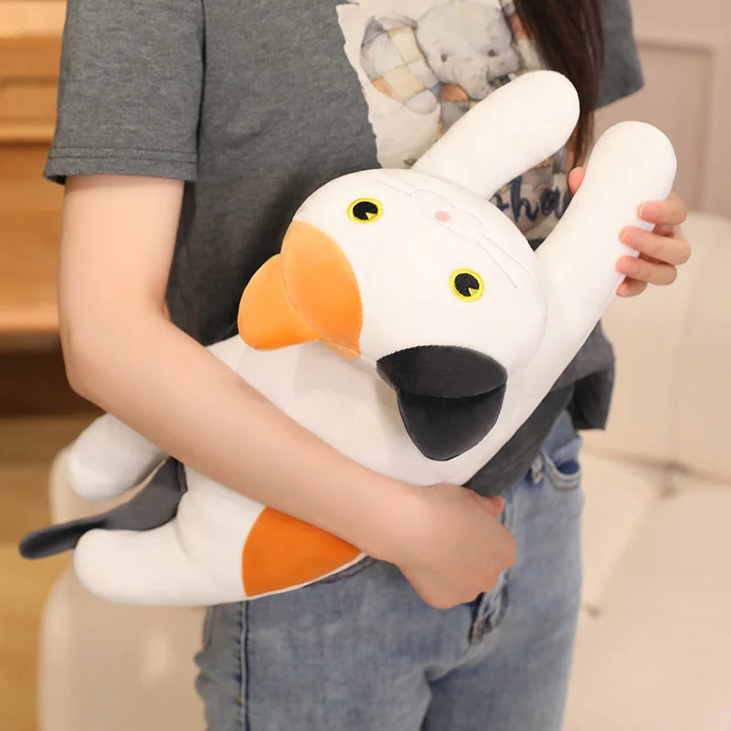 Luna the Kawaii Lying Black Grey Cat Leg Snuggle Plush Pillow