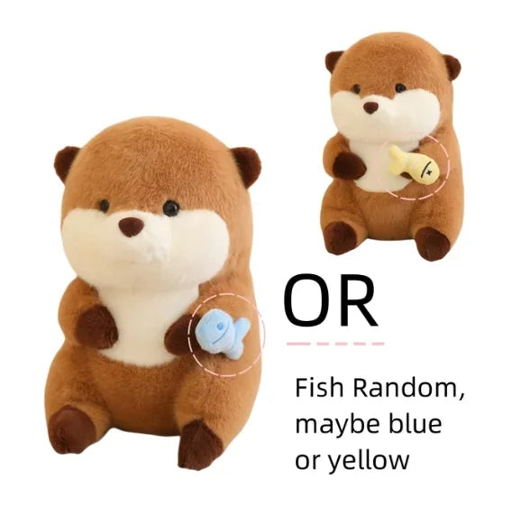 Ottie the Kawaii Lifelike Otter with Fish Plushie