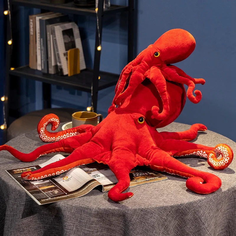 Lifelike Crimson Kawaii Octopus Snuggle Plushie