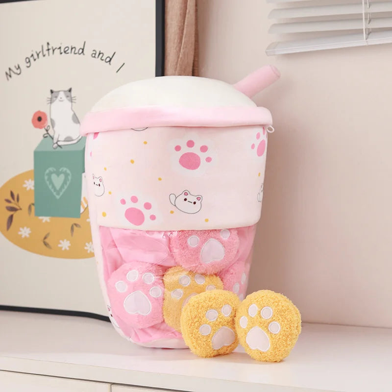 Pudding the Cat Paw Rabbit Bubble Tea Candy Bag Plushie