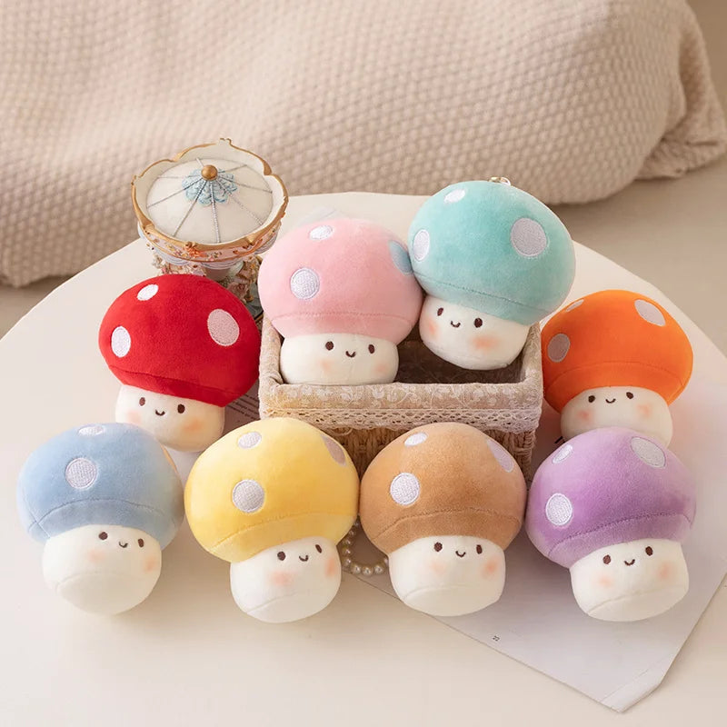 Mushy the Kawaii Squeezable Rainbow Mushroom Pendant Plush