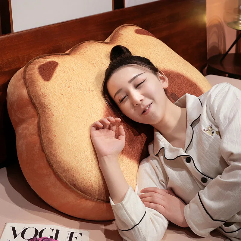 Lazy Kawaii Capybara Cat Toast Snuggle Plushie Pillow