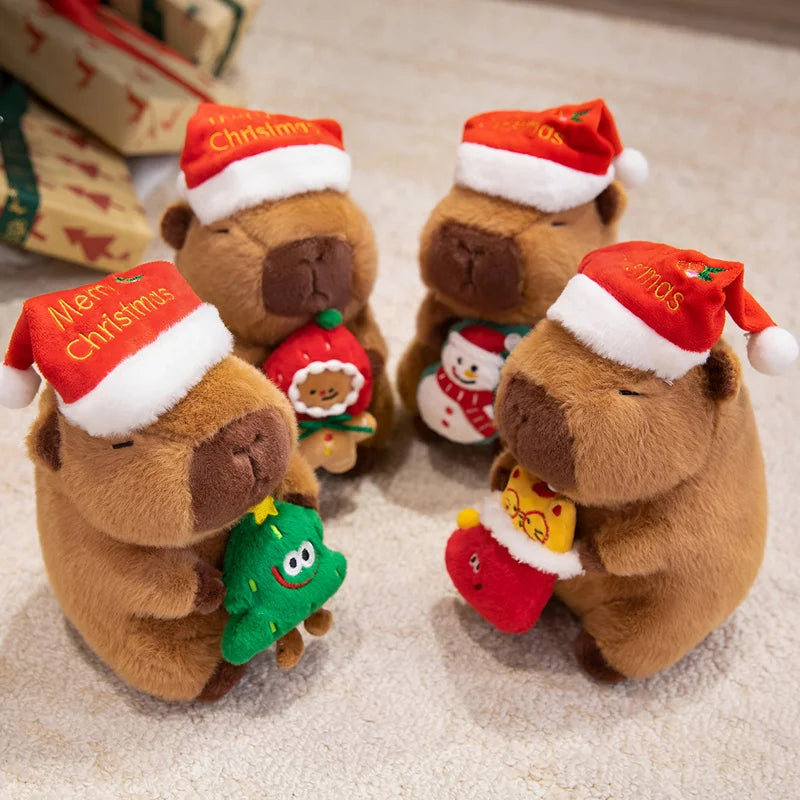 Capy the Santa Hat Christmas Tree Capybara Snuggle Plushie