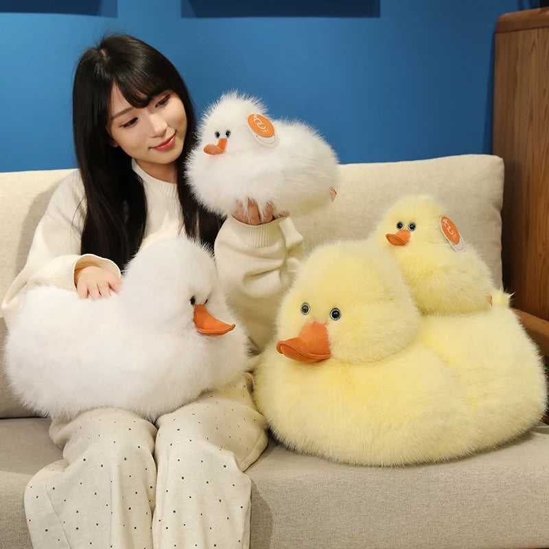Puddles the Fluffy Kawaii White Yellow Farm Duck Snuggle Plushie