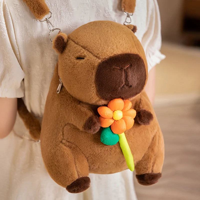 Capy the Bow Fries Burger Flower Capybara Backpack Plush