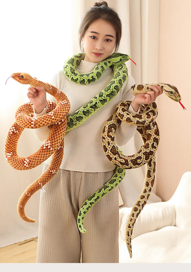Slithers the Giant Kawaii Piebald Snake Simulation Snuggle Plushie