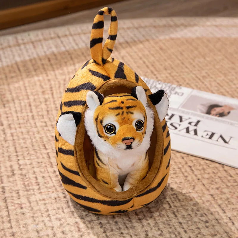 Lifelike Tiger Lion Giraffe Forest Nest House Plushie Set