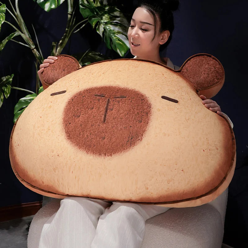 Lazy Kawaii Capybara Cat Toast Snuggle Plushie Pillow