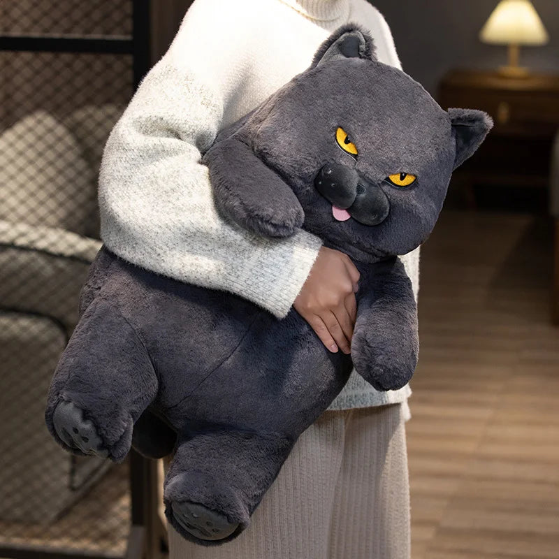 Pudgy Lifelike Black Cat Plush