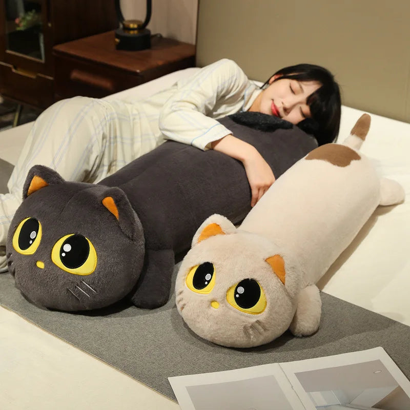 Noodle the Kawaii Long Black Cat Cuddly Plush Pillow