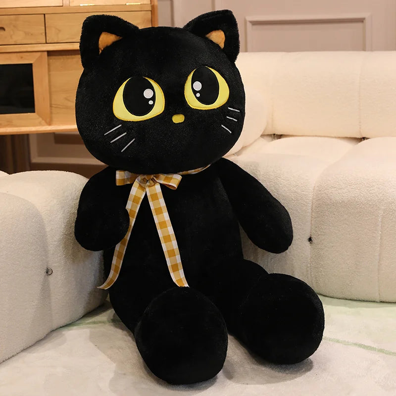 Luna the Giant Black Grey Cat Plush Cushion