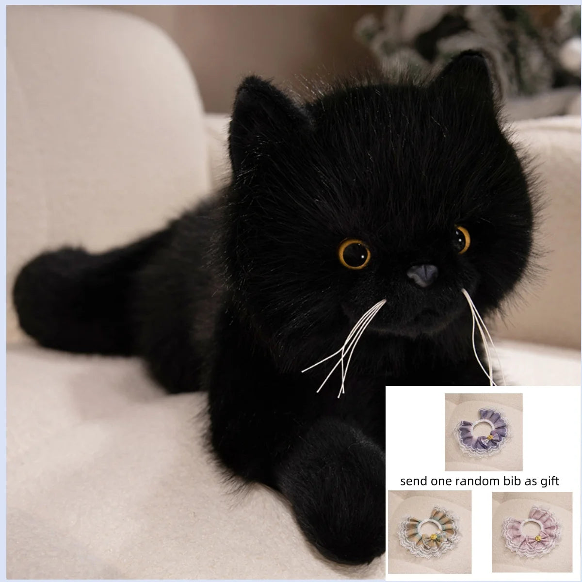 Shadow the Realistic Fluffy Black Cat Snuggle Plush