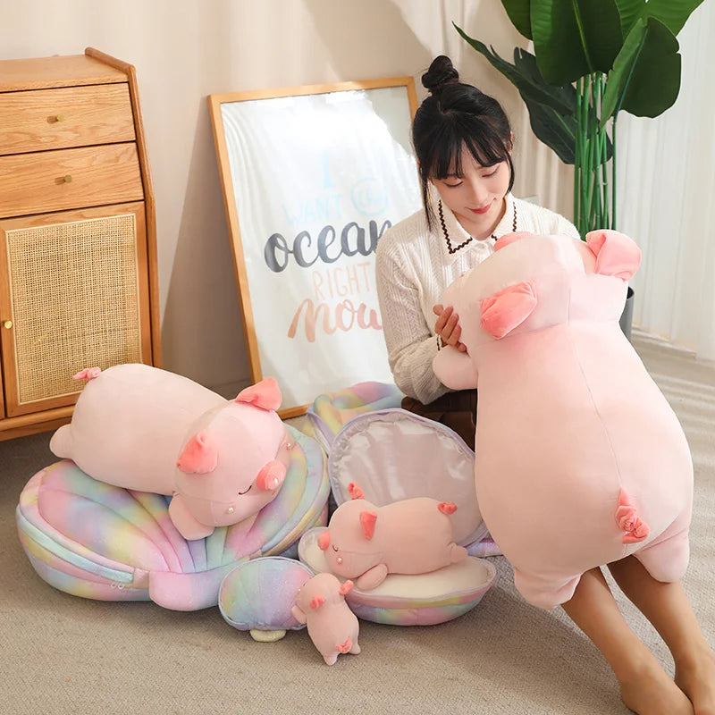 Peekaboo Conch Shell Kawaii Piggy Plushie