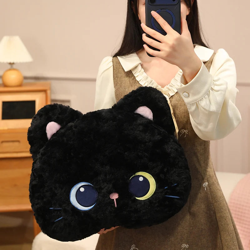 Callie the Kawaii Calico Black Cat Snuggle Throw Pillow
