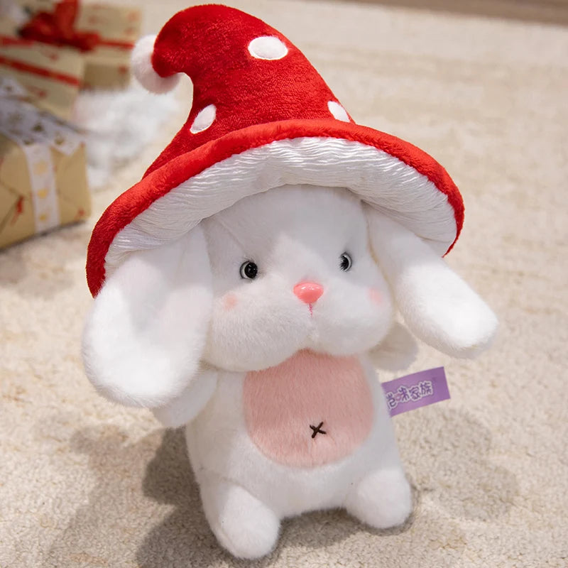 Bunny the Kawaii Rabbit with Mushroom Hat Snuggle Pillow