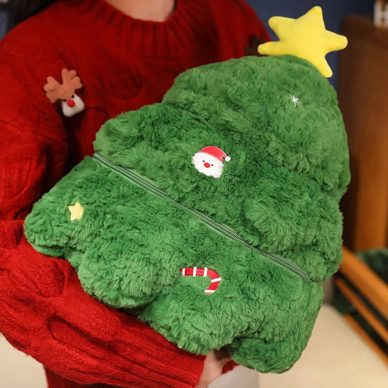 Jolly Christmas Santa Reindeer Tree Soft Plush Pillow