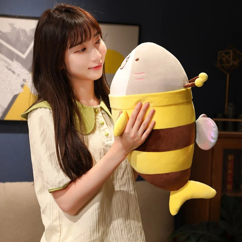 Buzzy the Squishy Shark Bee Plush Pillow