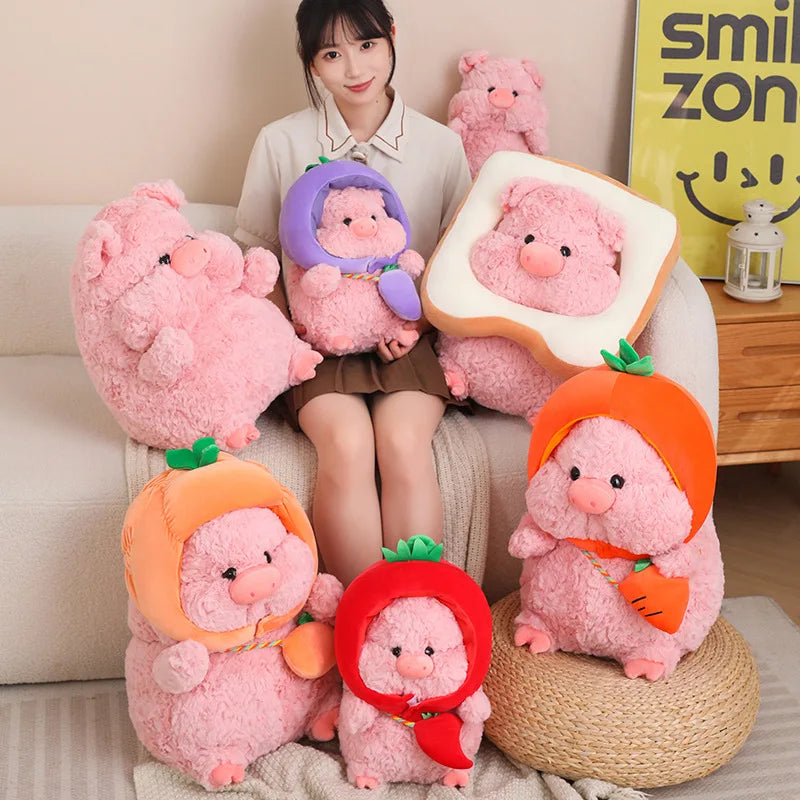 Piggy the Veggie Hat Bread Carrot Pumpkin Pig Plushie
