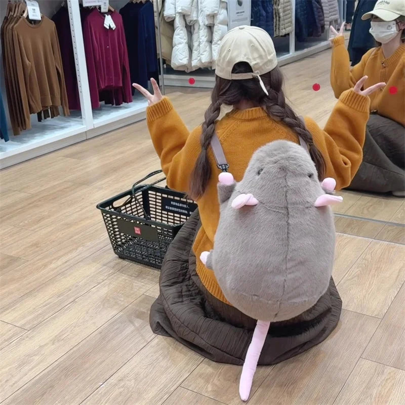Ratty the Kawaii Grey Brown Mouse Rat Backpack Snuggle Plushie