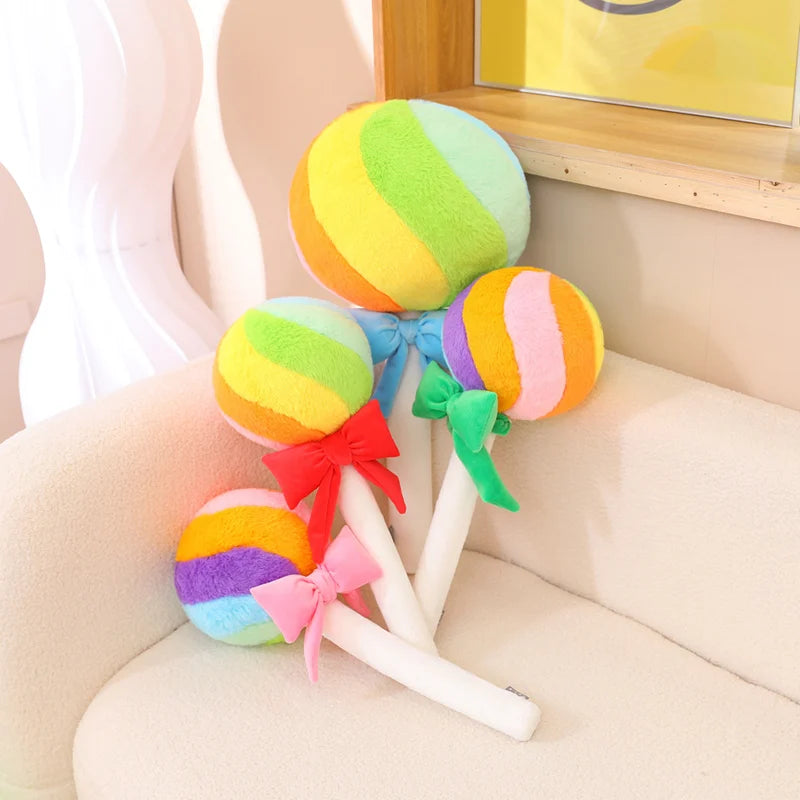 Lolly the Colorful Rainbow Lollipop Candy Plush Pillow