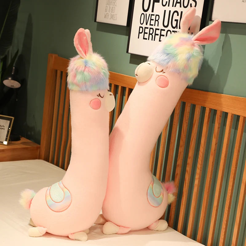 Fluffy the Colorful Alpaca Llama Sheep Plush Pillow