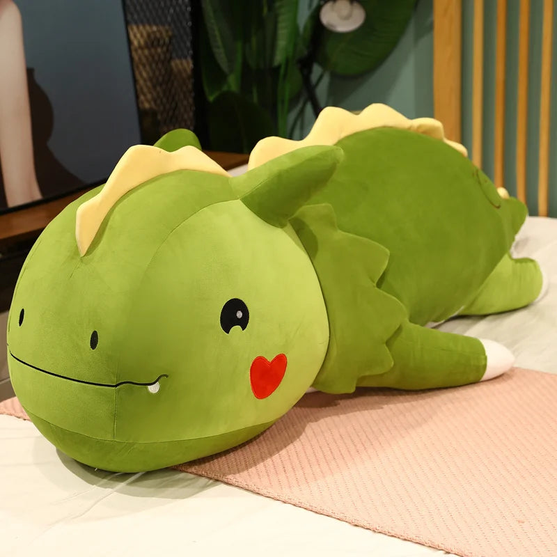 Rex the Giant Lying Dragon Dino Snuggle Pillow #Color_green
